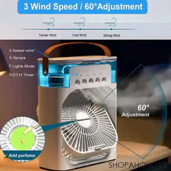 Trending Mini Air Conditioner Fan Premium 3 In 1 Desk Cooling Fan Spray Fan